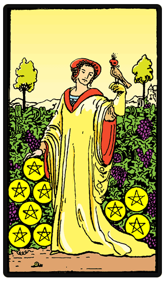 Nine of Pentacles Tarot card