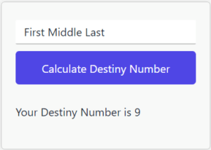 Destiny (Expression) Number Calculator Example